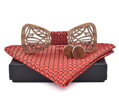 Wooden bow tie with handkerchiefs and cufflinks Gaira 709078