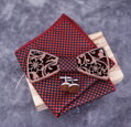 Wooden bow tie with handkerchiefs and cufflinks Gaira 709091