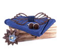 Wooden bow tie with handkerchiefs and cufflinks Gaira 709211