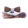 Wooden bow tie with handkerchiefs and cufflinks Gaira 709213