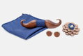 Wooden bow tie with handkerchiefs and cufflinks Gaira 709212