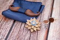 Wooden bow tie with handkerchiefs and cufflinks Gaira 709212