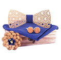 Wooden bow tie with handkerchiefs and cufflinks Gaira 709213
