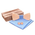 Wooden bow tie with handkerchiefs and cufflinks Gaira 709219