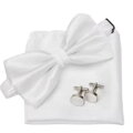 Wooden bow tie with handkerchiefs and cufflinks Gaira 709091