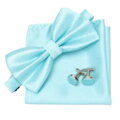 Wooden bow tie with handkerchiefs and cufflinks Gaira 709091