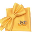 Wooden bow tie with handkerchiefs and cufflinks Gaira 709091