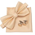 Wooden bow tie with handkerchiefs and cufflinks Gaira 709091