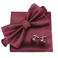 Wooden bow tie with handkerchiefs and cufflinks Gaira 709091
