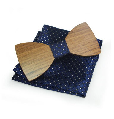 Wooden bow tie with handkerchiefs Gaira 709010