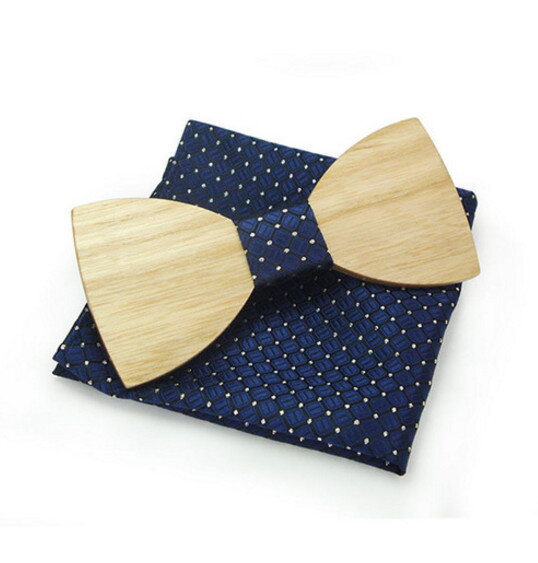 Wooden bow tie with handkerchiefs Gaira 709007