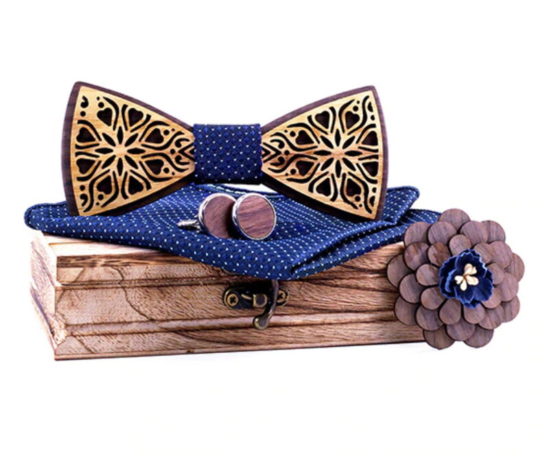 Wooden bow tie with handkerchiefs and cufflinks Gaira 709213 Wooden bow tie with handkerchiefs and cufflinks Gaira 709213
